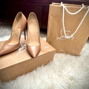 Christian Louboutin 120mm So Kate Nude Patent Leather Heels
